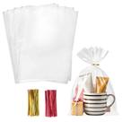 Sacos de guloseimas de celofane Morepack 9 x 14 cm com gravatas torcidas, 200 unidades Sacos de guloseimas de celofane Morepack 9 x 14 cm com gravatas torcidas, 200 unidades