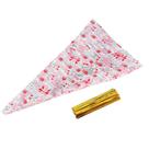 Sacos de guloseimas Hakeeta Triangle Clear em forma de cone, 50 unidades com gravatas giratórias