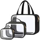 Sacos de higiene pessoal PACKISM Clear, pacote com 3 alças, impermeáveis, pretas