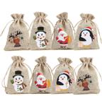 Sacos de linho de Natal CCINEE 36 unidades com cordões 10x15cm