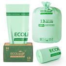 Sacos de lixo compostáveis EcoLipak 13 galões 50 unidades biodegradáveis Sacos de lixo compostáveis EcoLipak 13 galões 50 unidades biodegradáveis