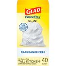 Sacos de lixo Glad ForceFlex 13 galões sem perfume 40 quilates