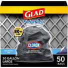 Sacos de lixo Glad ForceFlex com Clorox 30L 50 Ct Mountain Air