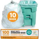 Sacos de lixo PlasticMill 100 galões transparentes, 10 unidades, 1,3 mil