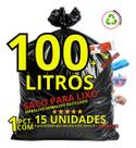 Sacos De Lixo Reciclado Preto - 100 Litros Embalixo 15 Und