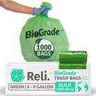 Sacos de lixo Reli. Verde biodegradável de 6-8 galões, 1000 unidades