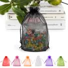 Sacos de organza ANZNKU Premium Sheer 6,5 x 9 cm pretos (pacote com 100)