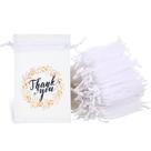 Sacos de organza Shappy Thank You Sheer 10x15cm, 100 unidades brancas