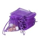 Sacos de organza YQL 8x10cm roxos com cordão 100 unidades