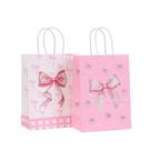 Sacos de papel Kraft Pink Bow para festas, pacote com 24, 21x15x8cm Sacos de papel Kraft Pink Bow para festas, pacote com 24, 21x15x8cm