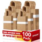 Sacos de papel pardo XPCARE 100PCS com alças, 3 tamanhos 13x8x21cm