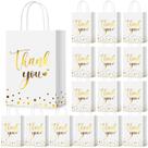 Sacos de presente de agradecimento PerKoop, 60 unidades de papel a granel dourado (branco)