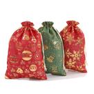 Sacos de presente de Natal com cordão, algodão, linho, 20x30cm, 15 unidades
