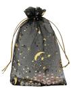 Sacos de presente de organza Jexila Moon Star Black 10x15cm 100 unidades