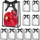Sacos de presente de plástico transparente Ohuimrt com alças, pacote com 12 unidades, 18x26x8cm Sacos de presente de plástico transparente Ohuimrt com alças, pacote com 12 unidades, 18x26x8cm