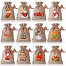 Sacos de presente de serapilheira de Natal Shappy, 24 unidades, 18 x 13 cm, cordão Sacos de presente de serapilheira de Natal Shappy, 24 unidades, 18 x 13 cm, cordão