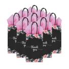 Sacos de presente DjinnGlory Thank You Black Floral com alças, 50 unidades