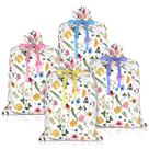 Sacos de presente florais TaoBary Jumbo de 91 x 122 cm com fitas, pacote com 4