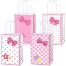 Sacos de presente Justforjoyful Pink Cat com alças, 12 unidades para festa