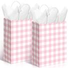 Sacos de presente Kolldenn Pink Gingham Kraft Paper 24 unidades Sacos de presente Kolldenn Pink Gingham Kraft Paper 24 unidades