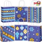 Sacos de presente Kraft de Natal JOYIN Xmas Holiday 24 unidades azuis