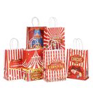Sacos de presente Kraft Paper Circus Print, pacote com 12, 21x15x8cm