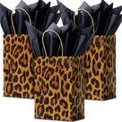 Sacos de presente, papel kraft com estampa de leopardo Sepamoon, 16 unidades com lenço