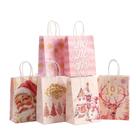 Sacos de presente, papel kraft rosa de Natal com alças, pacote com 24 Sacos de presente, papel kraft rosa de Natal com alças, pacote com 24