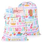 Sacos de presente Pickmesh Happy Birthday 50x70cm, tecido, 2 peças