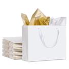 Sacos de presente Plauthus Medium White com alças de fita, pacote com 12
