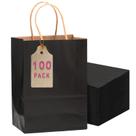 Sacos de presente qiqee Black Paper com alças, pacote com 100 unidades, tamanho médio Sacos de presente qiqee Black Paper com alças, pacote com 100 unidades, tamanho médio