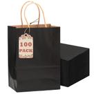 Sacos de presente qiqee Black Paper, pacote com 100, 21x15x8cm com alças