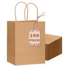 Sacos de presente qiqee Brown Paper, pacote com 100, 21x15x8cm com alças Sacos de presente qiqee Brown Paper, pacote com 100, 21x15x8cm com alças