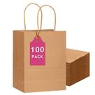 Sacos de presente qiqee Brown Paper, pacote com 100, 33x26x12cm com alças Sacos de presente qiqee Brown Paper, pacote com 100, 33x26x12cm com alças