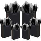Sacos de presente qiqee pretos com papel de seda, tamanhos variados, 10 unidades Sacos de presente qiqee pretos com papel de seda, tamanhos variados, 10 unidades