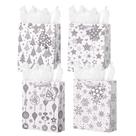 Sacos de presente SHIPKEY, pacote com 12, prata, Natal, 26x10x32 cm