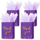 Sacos de presente Tinlade Thank You, 30 unidades com papel de seda roxo