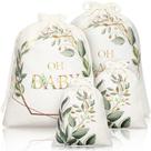 Sacos de presente Tudomro Baby Shower Greenery Print em tela 4 peças