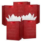 Sacos de presente UNIQOOO 9x7 em vermelho rubi com glitter 12 unidades com lenço