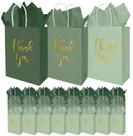 Sacos de presente Whaline Thank You Paper Sage Green 30 unidades +40 lenços