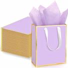 Sacos de presente Yeeqee, pacote com 24, folha de lavanda dourada, 23x18x8 cm