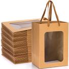 Sacos de presente ZENFUN Brown Kraft com alças, 30 pacotes de 25x18x13cm