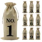 Sacos de vinho Shintop Jute, 10 unidades numeradas de 750 ml para degustação às cegas