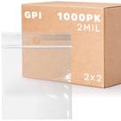 Sacos plásticos com zíper refecháveis GPI 2x2 cm, 2 mil, pacote com 1000