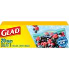 Sacos plásticos Glad Zipper Freezer Storage Quart 20 unidades