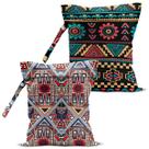Sacos úmidos BQXH 2 peças com estampa étnica à prova d'água 25x30cm