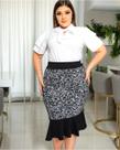 Saia Babado Estampado Moda Evangelica Feminino Novidade Florido Cauda de Peixe Tubinho