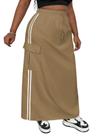 Saia BEAUDRM Stripe Side Cargo Maxi, cintura elástica longa, cáqui Saia BEAUDRM Stripe Side Cargo Maxi, cintura elástica longa, cáqui