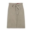 Saia color ellus midi bolso cinto caqui