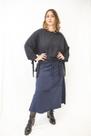 Saia Comfort Midi Moletinho com Bolso e Detalhes no Recorte Azul